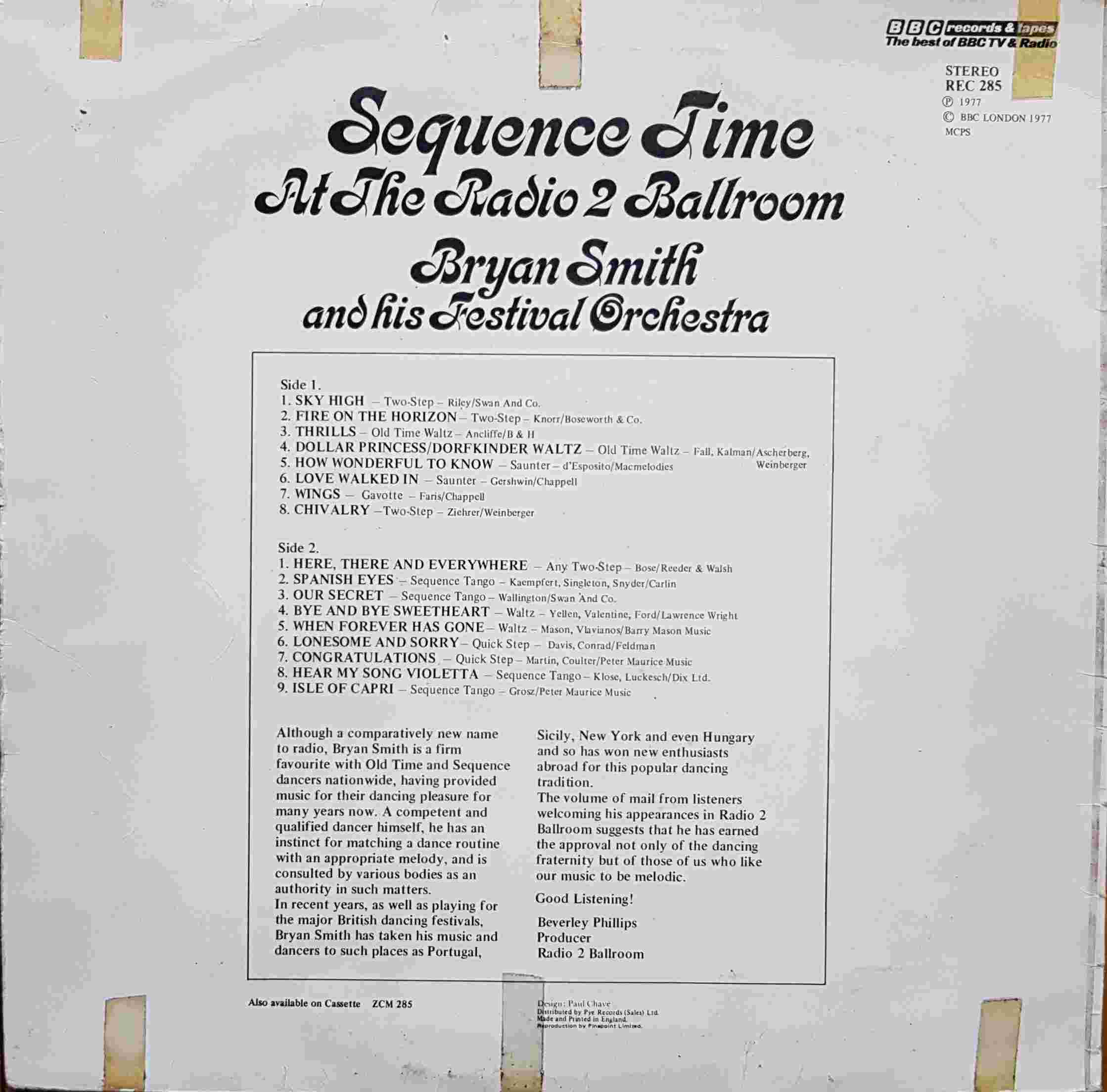 Picture of REC 285 Sequence time at the Radio 2 ballroom by artist Various from the BBC records and Tapes library